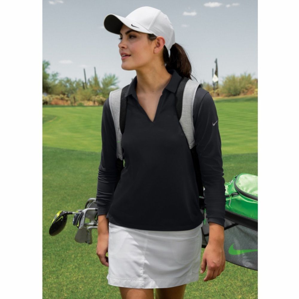 NWT Nike Dri-FIT Micro Pique 2.0 Long Sleeve Golf Polo Black Size Small